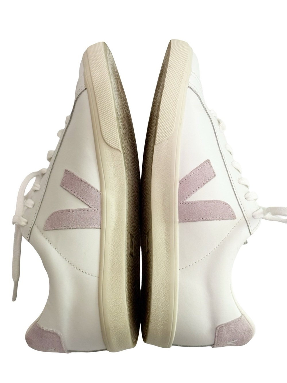 Veja White Sneakers with Lilac V Detail - Picture 11 of 13